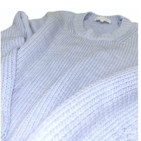 White + Warren Cotton Rope Knit Crewneck Sweater Sky Blue M - Picture 3 of 8